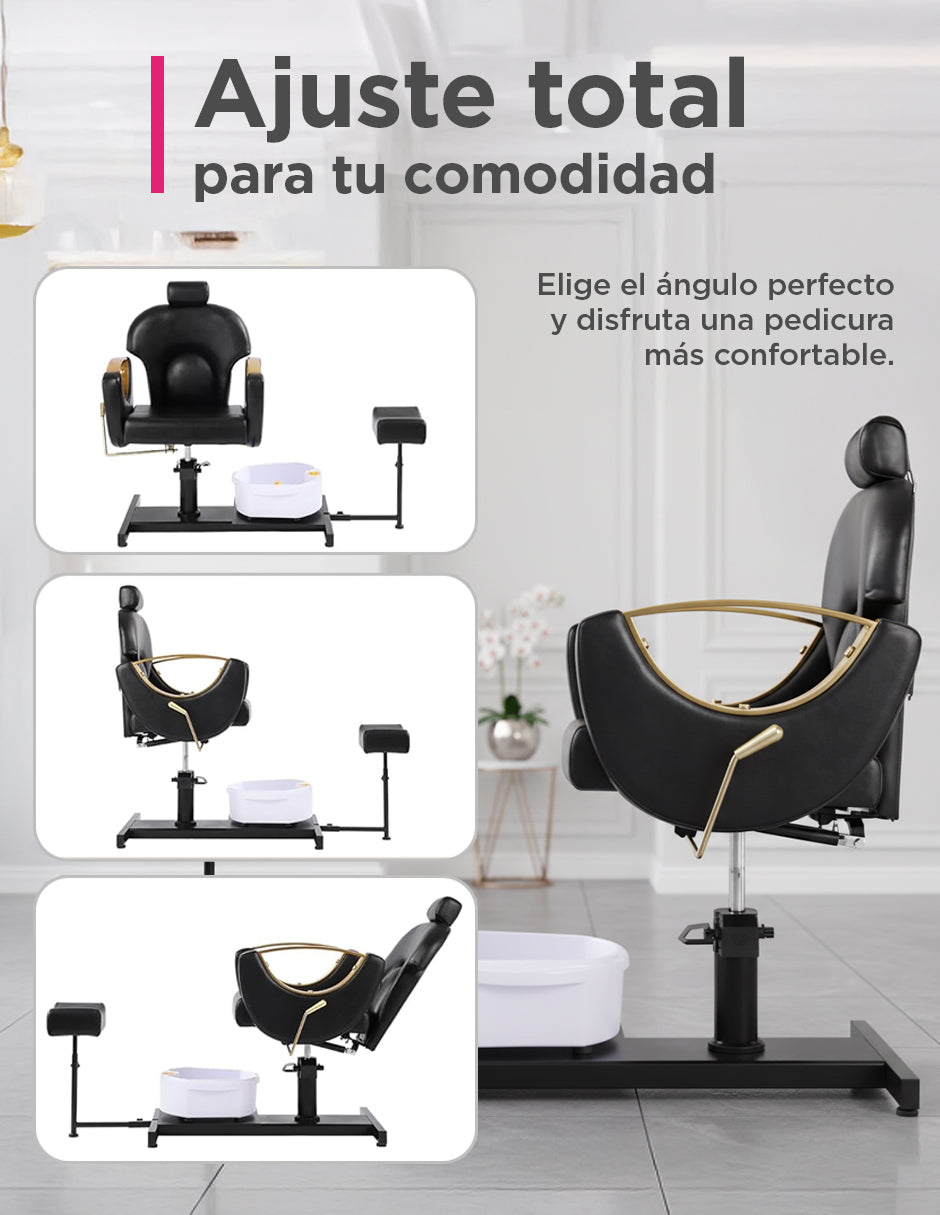 Set Estación de Pedicura Profesional 3 en 1 (Silla, Banco y Reposapiés)