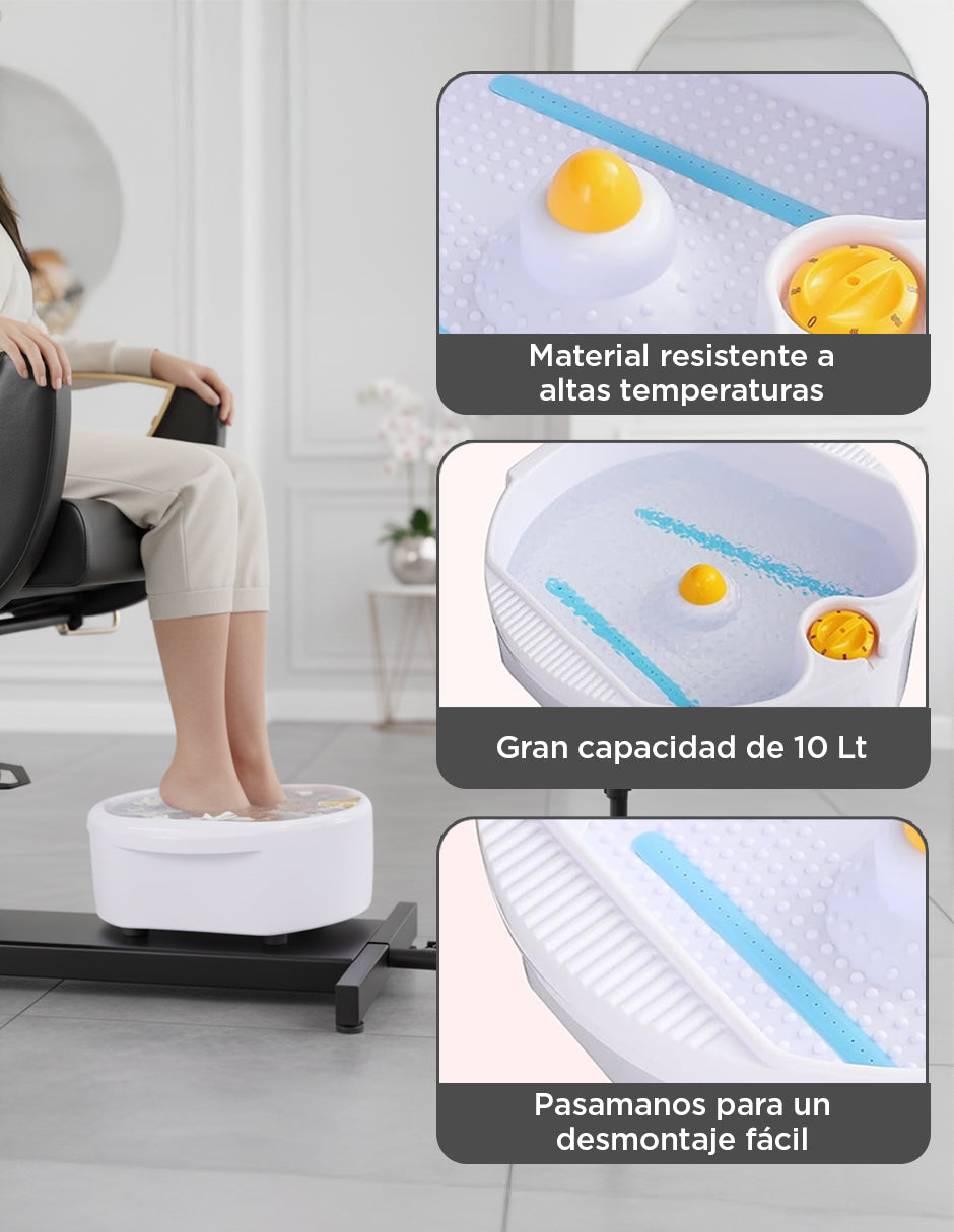 Set Estación de Pedicura Profesional 3 en 1 (Silla, Banco y Reposapiés)