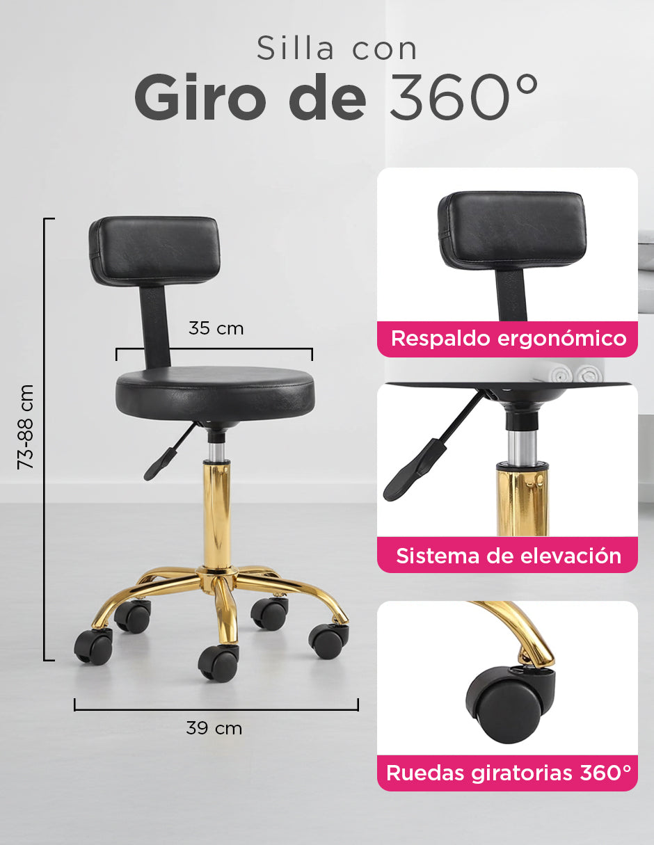 Set Estación de Pedicura Profesional 3 en 1 (Silla, Banco y Reposapiés)