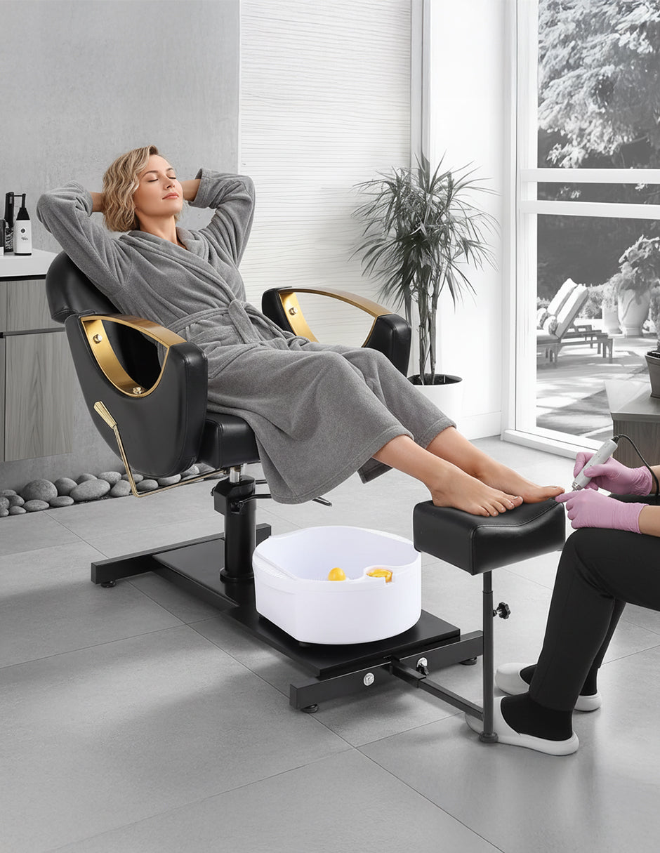 Set Estación de Pedicura Profesional 3 en 1 (Silla, Banco y Reposapiés)