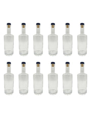 Set de 12 Botellas Licoreras de Vidrio Premium: 750ml con Sellado Hermético de Alta Densidad