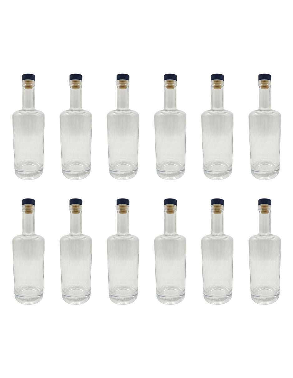 Set de 12 Botellas Licoreras de Vidrio Premium: 750ml con Sellado Hermético de Alta Densidad
