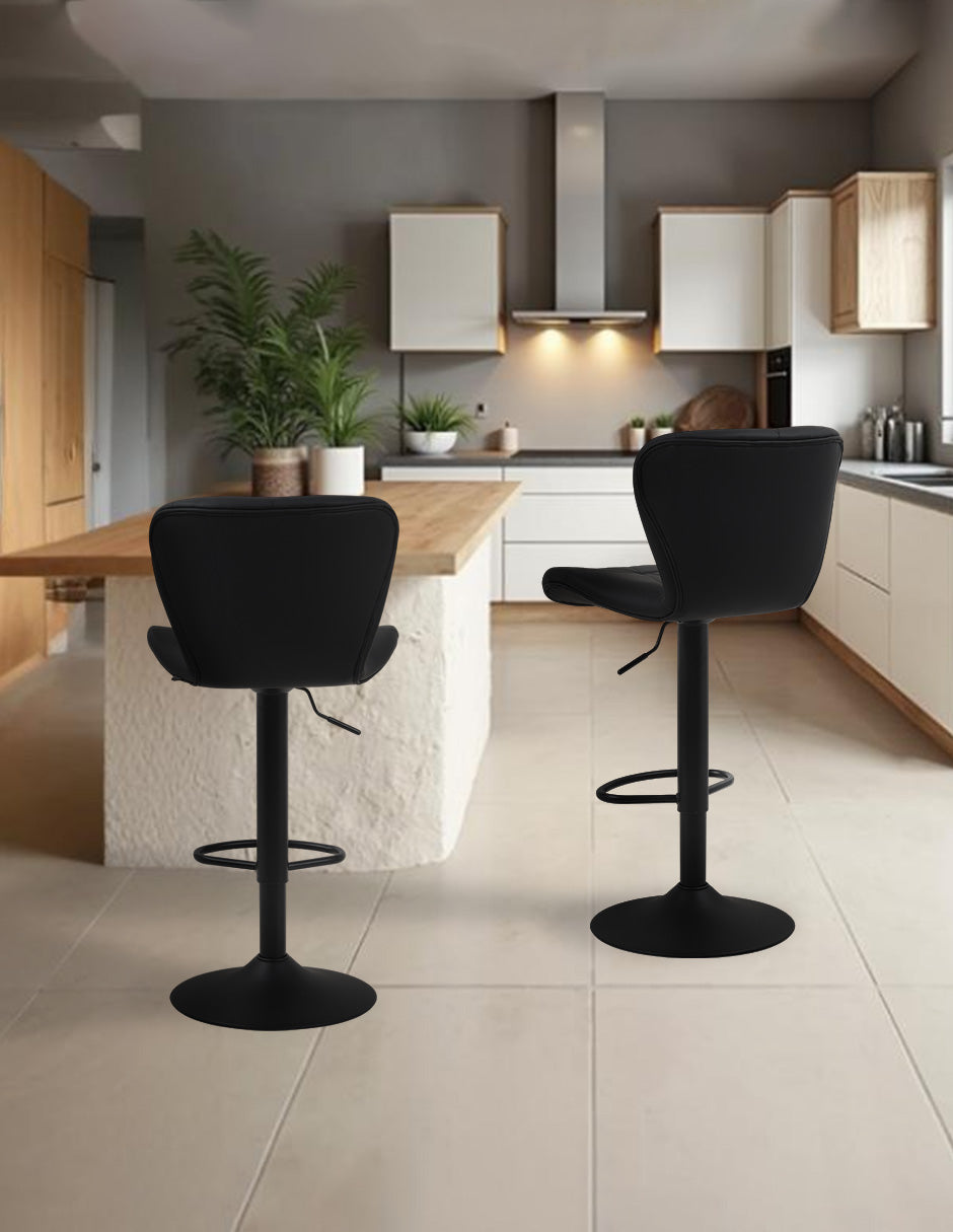 Set de 2 Bancos de Barra Ajustables Umbria Vanlig Giratorios en Vinil Negro