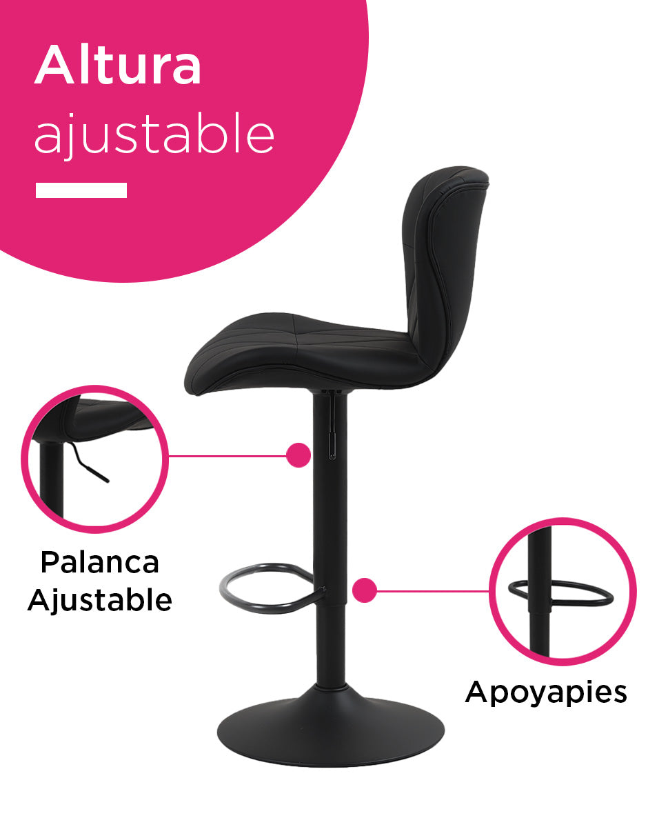Set de 2 Bancos de Barra Ajustables Umbria Vanlig Giratorios en Vinil Negro