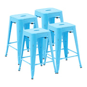 Set de 4 Bancos Altos Valencia 60 cm - Estilo Tolix Industrial Azul para Barra y Desayunador