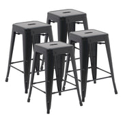 Set de 4 Bancos Altos Valencia 60 cm - Estilo Tolix Industrial Negro para Barra y Desayunador