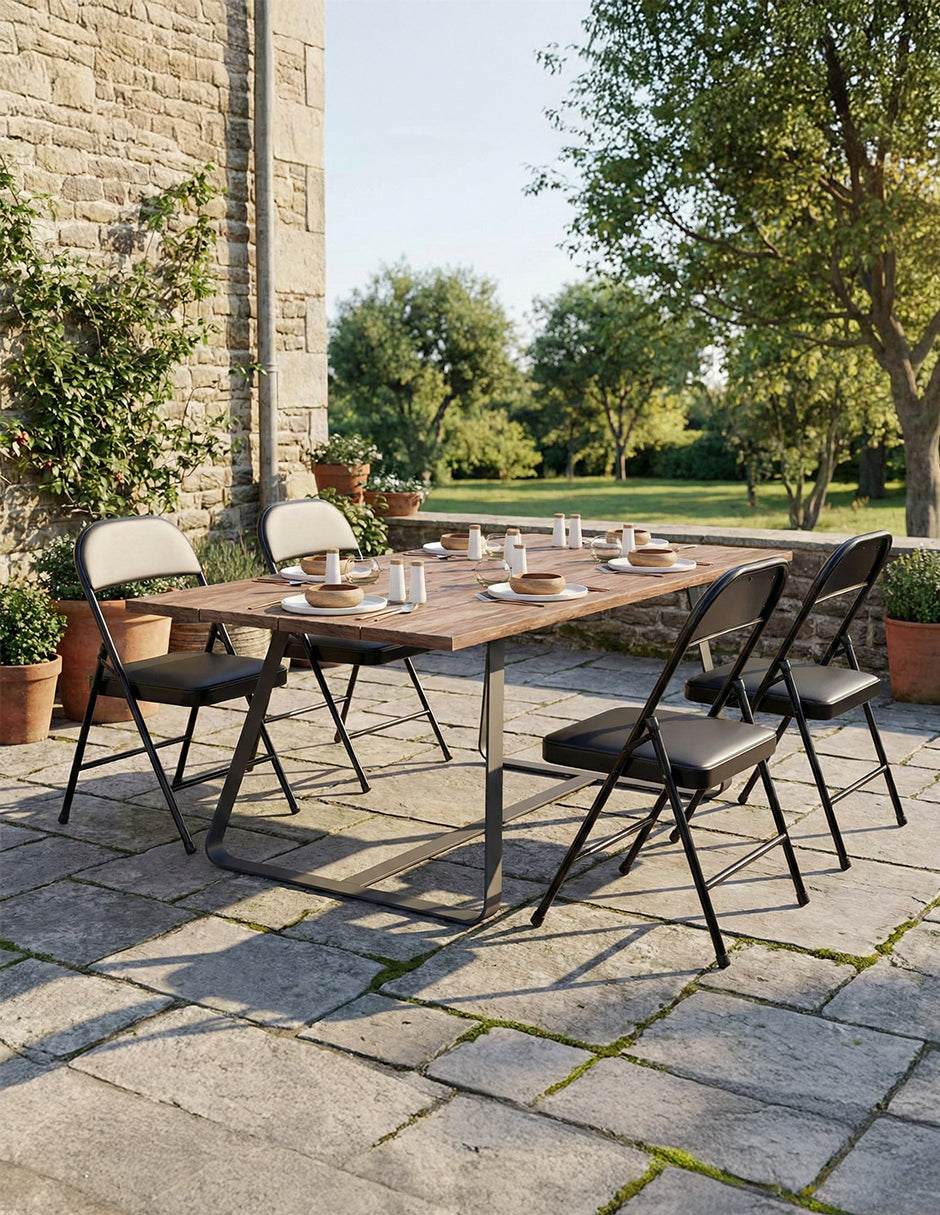 Set de 4 Sillas Negras Plegables Vanlig - Asiento Acolchonado Confort y Estructura Metálica