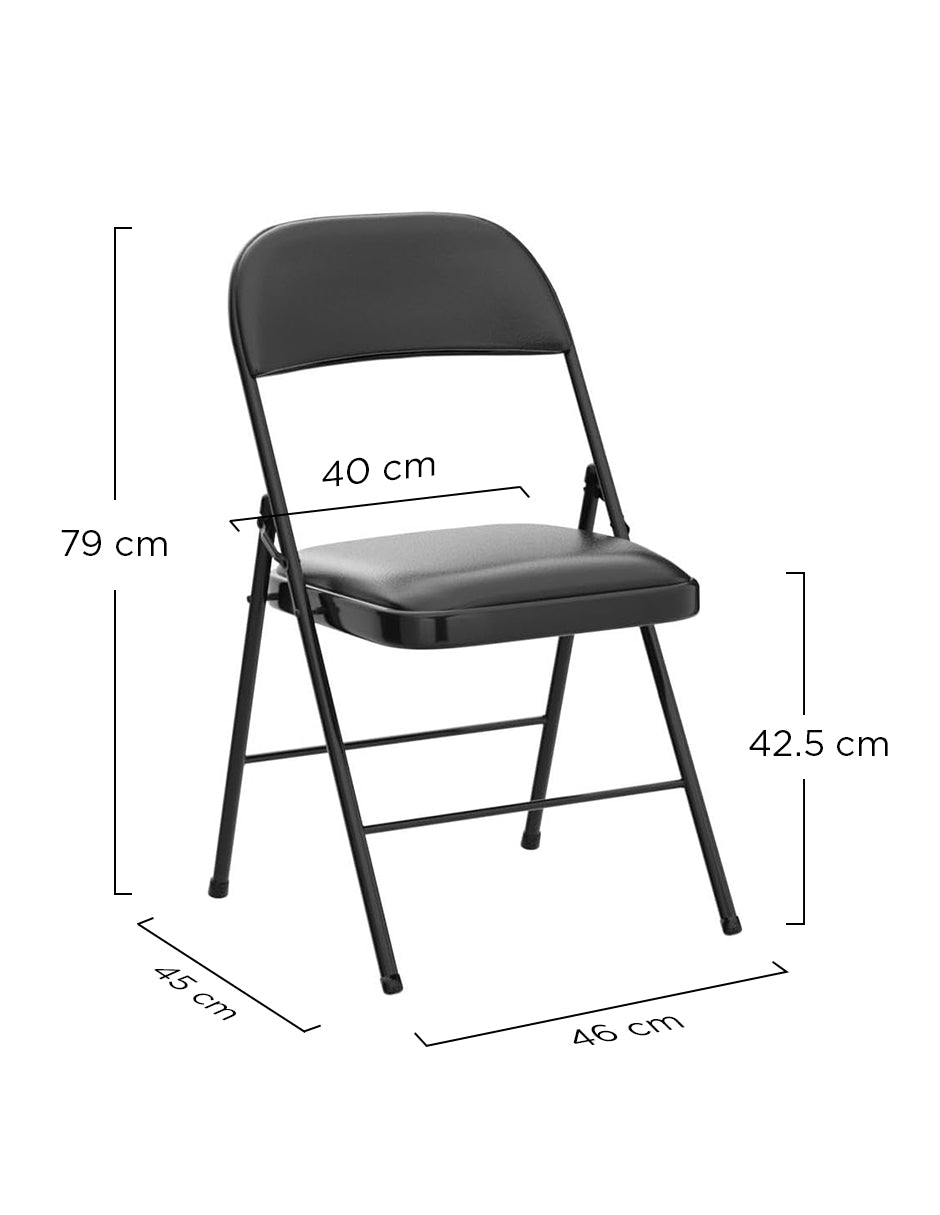 Set de 4 Sillas Negras Plegables Vanlig - Asiento Acolchonado Confort y Estructura Metálica