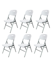 Set de 6 Sillas Plegables de Plástico Vänlig Blancas - Sillas Portátiles de Exterior e Interior para Eventos