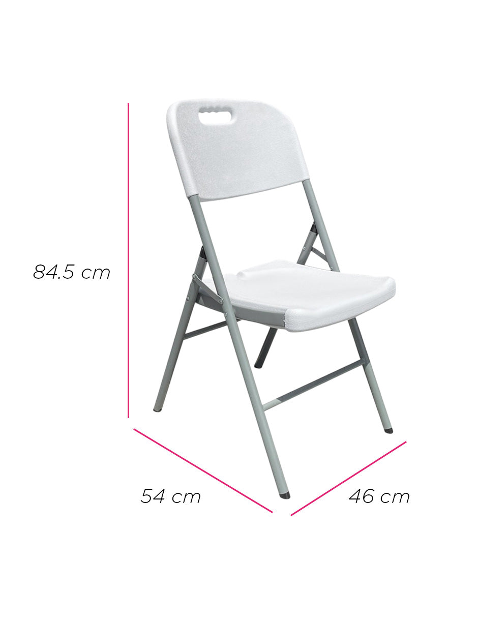 Set de 6 Sillas Plegables de Plástico Vänlig Blancas - Sillas Portátiles de Exterior e Interior para Eventos