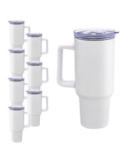 Set de 8 Termos de Acero Inoxidable con Asa Antiderrames Vittorio 40oz Blanco