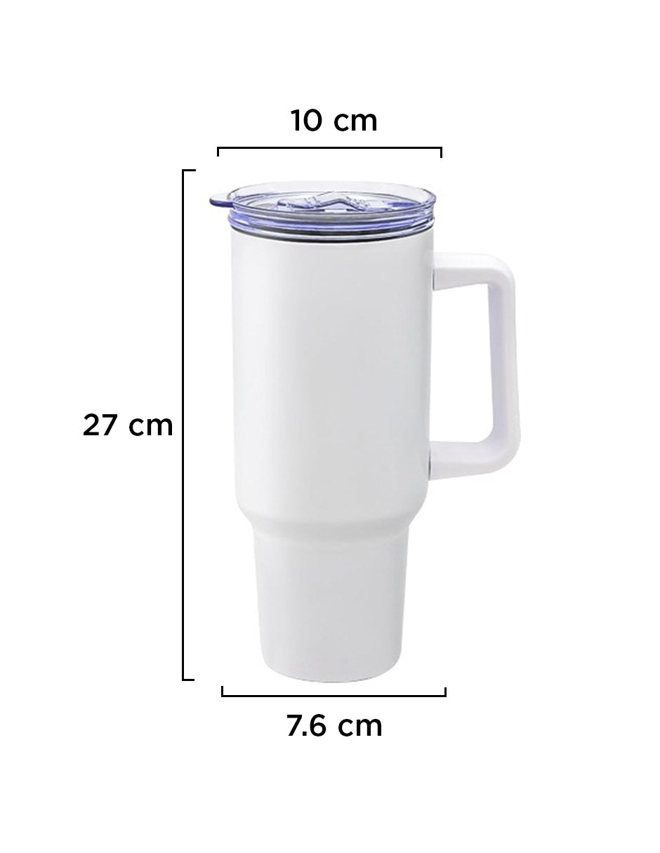 Set de 8 Termos de Acero Inoxidable con Asa Antiderrames Vittorio 40oz Blanco