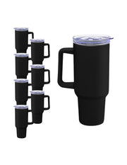 Set de 8 Termos de Acero Inoxidable con Asa Antiderrames Vittorio 40oz Negro