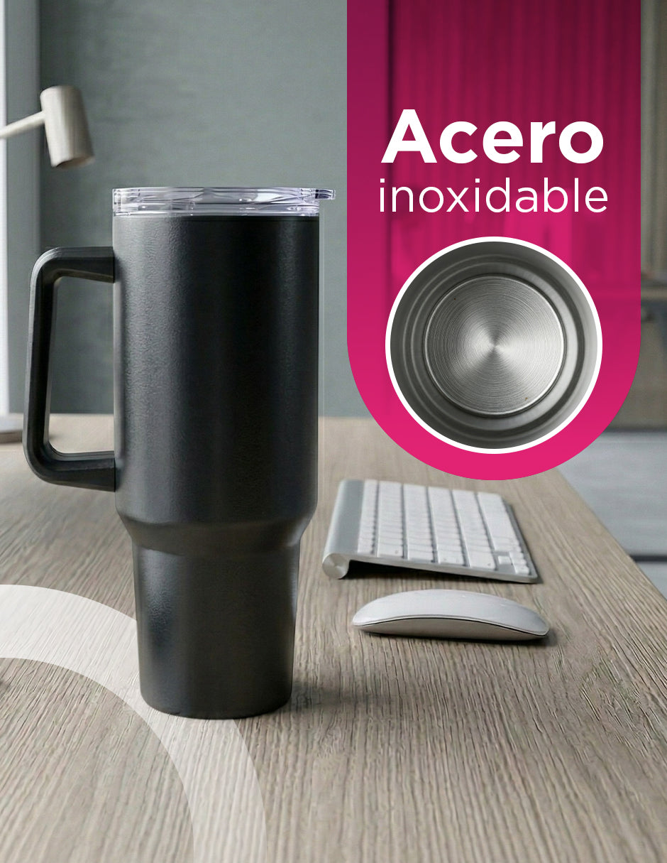 Set de 8 Termos de Acero Inoxidable con Asa Antiderrames Vittorio 40oz Negro