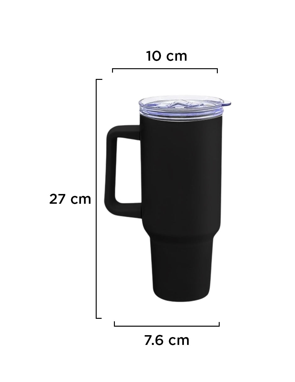 Set de 8 Termos de Acero Inoxidable con Asa Antiderrames Vittorio 40oz Negro