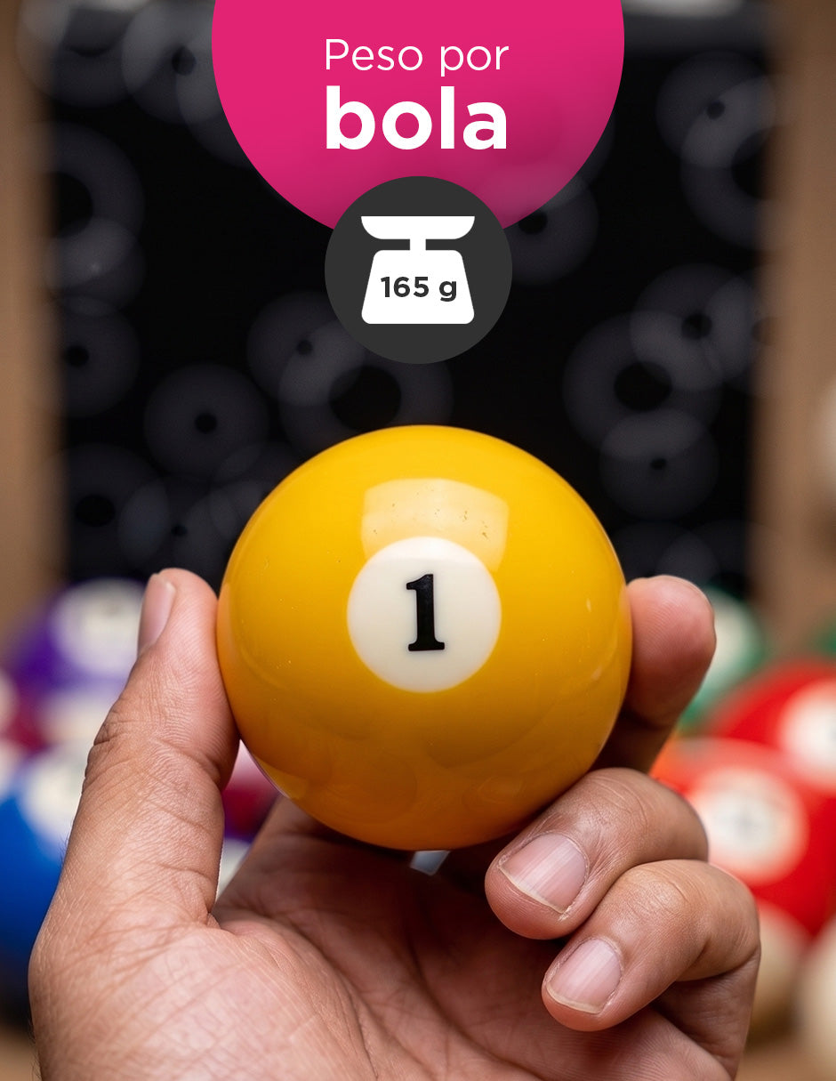 Set de Bolas de Billar Eberle Negro en Resina de Poliéster para Pool Estándar