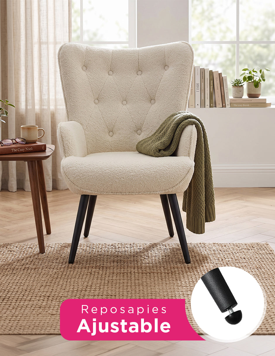 Sillón Ocasional Zamora Tejido Sherpa Blanco Marfil Vanlig
