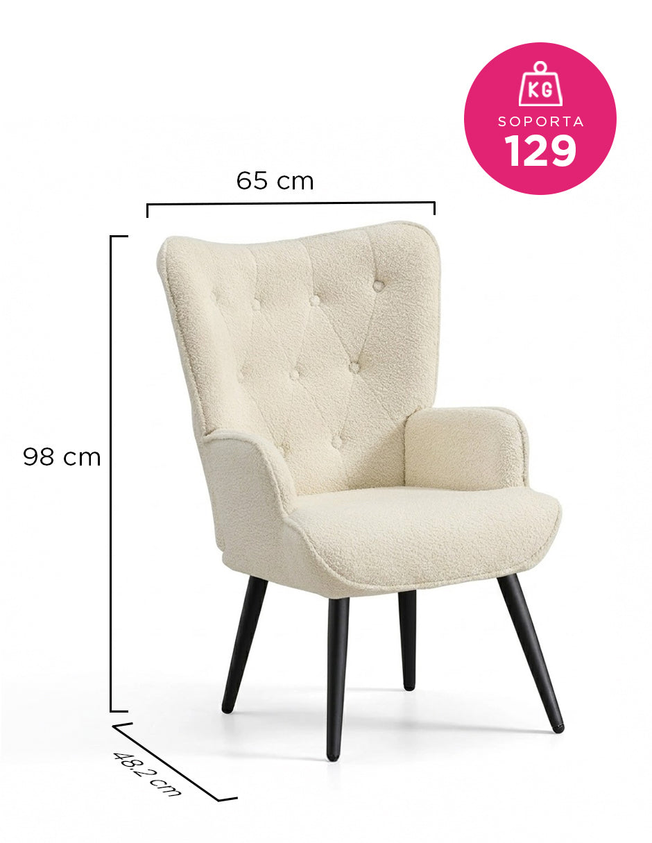 Sillón Ocasional Zamora Tejido Sherpa Blanco Marfil Vanlig