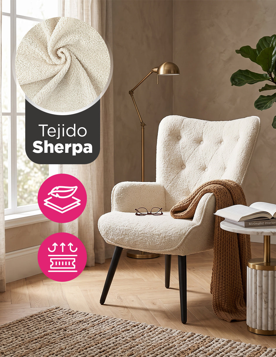 Sillón Ocasional Zamora Tejido Sherpa Blanco Marfil Vanlig
