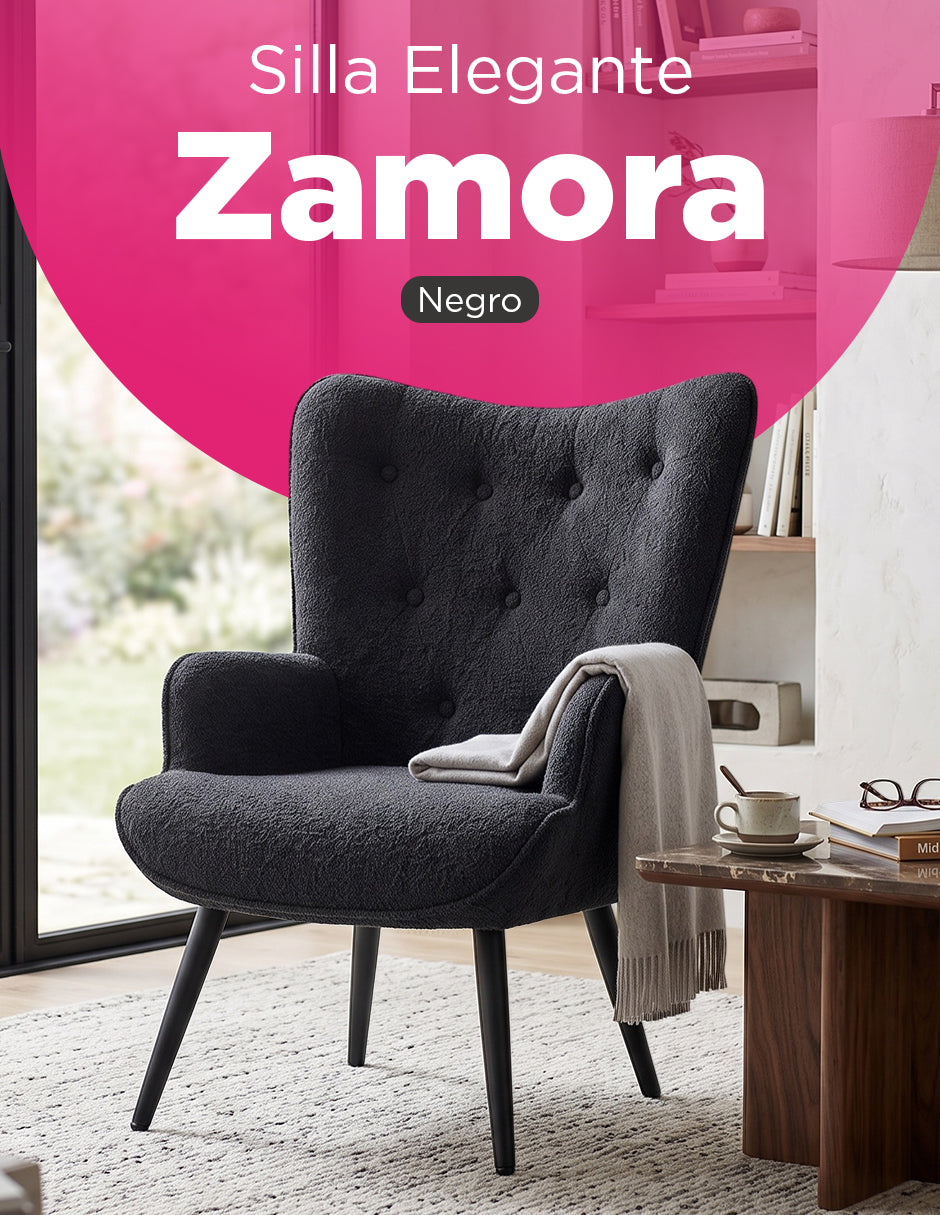Sillón Ocasional Zamora Tejido Sherpa Negro Marfil Vanlig
