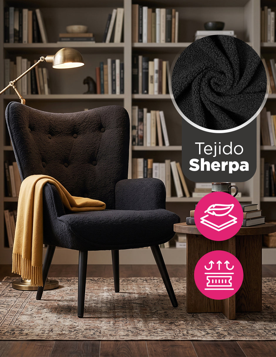 Sillón Ocasional Zamora Tejido Sherpa Negro Marfil Vanlig