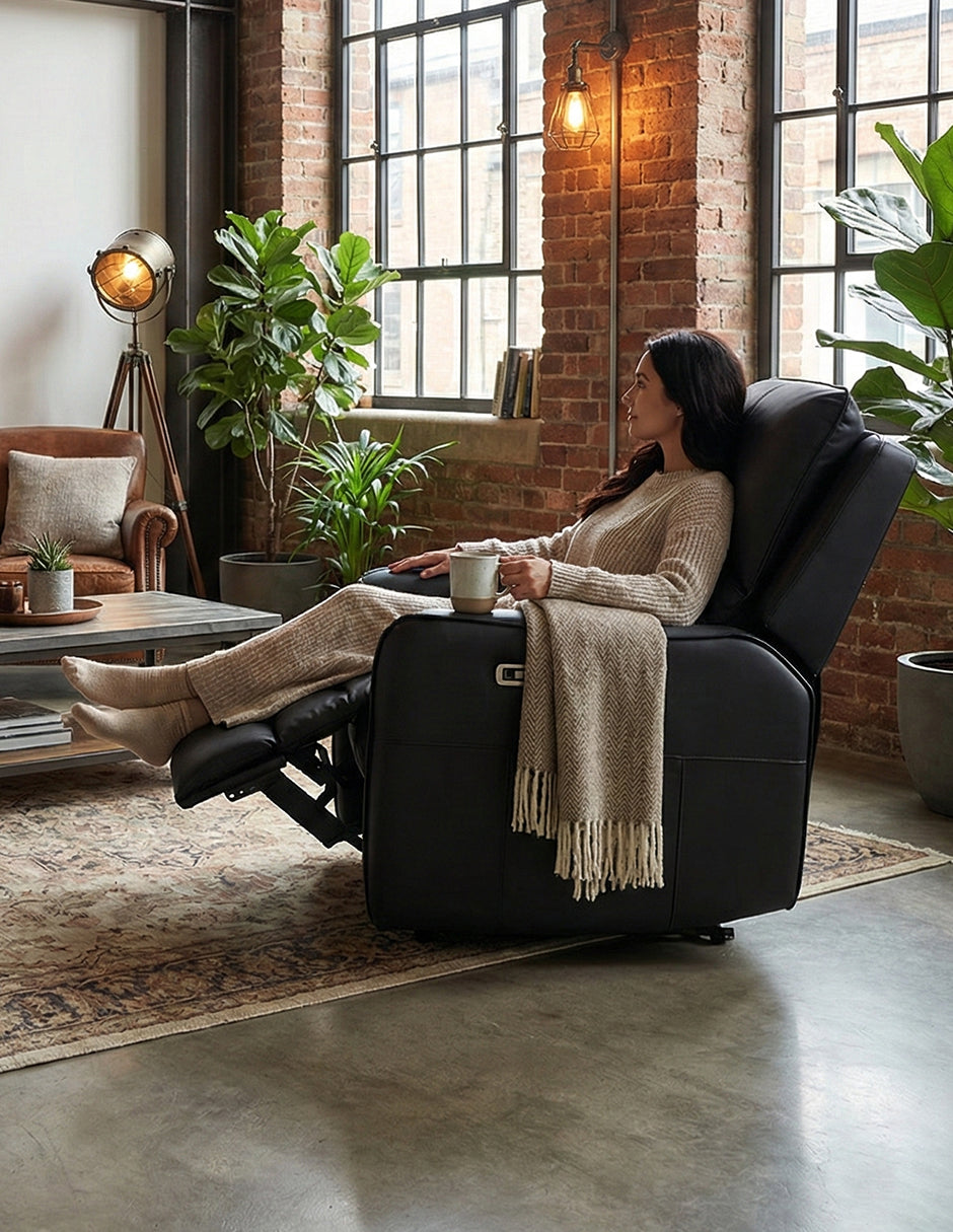 Sillón Reclinable Eléctrico Masaje 8 Puntos USB 150 kg Negro Quebec Vanlig
