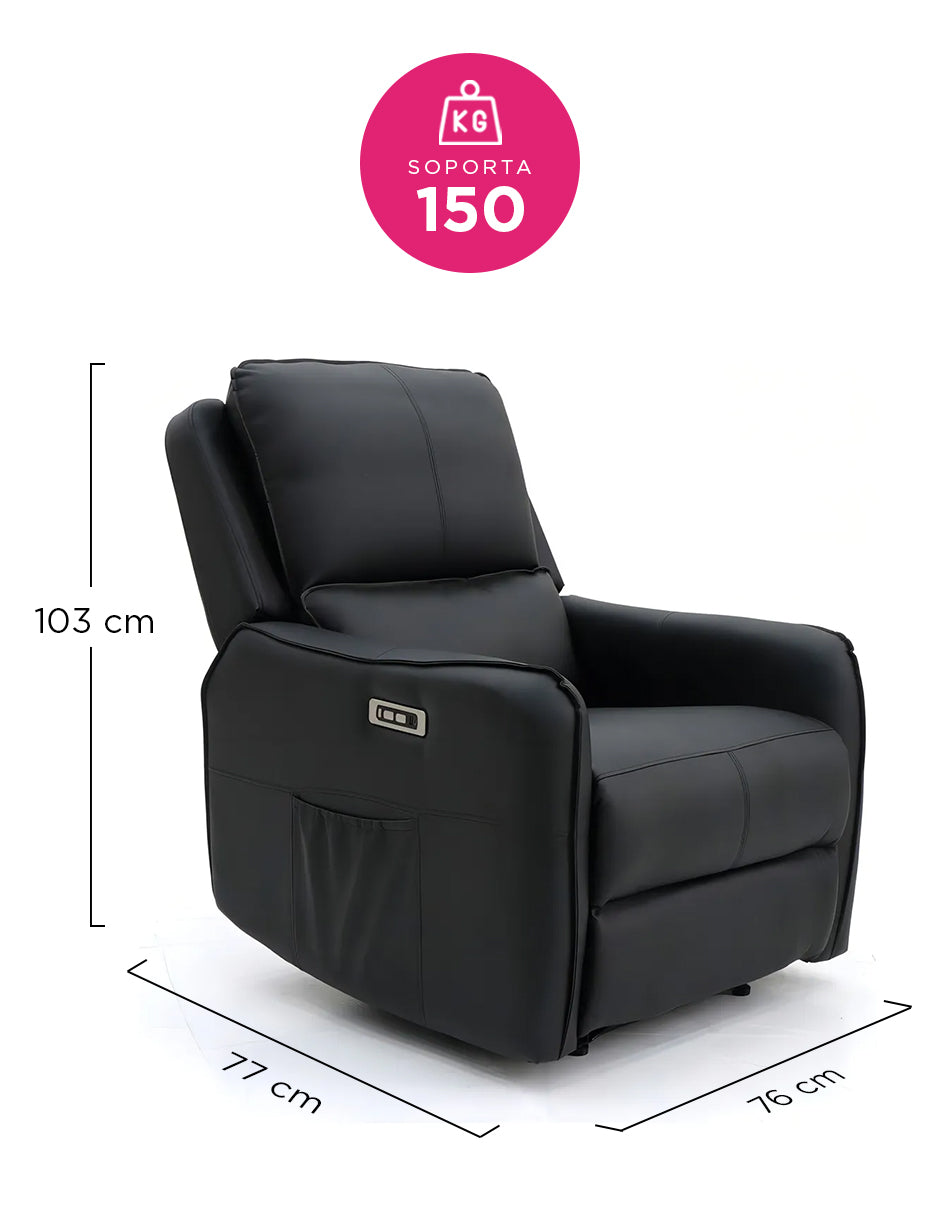 Sillón Reclinable Eléctrico Masaje 8 Puntos USB 150 kg Negro Quebec Vanlig