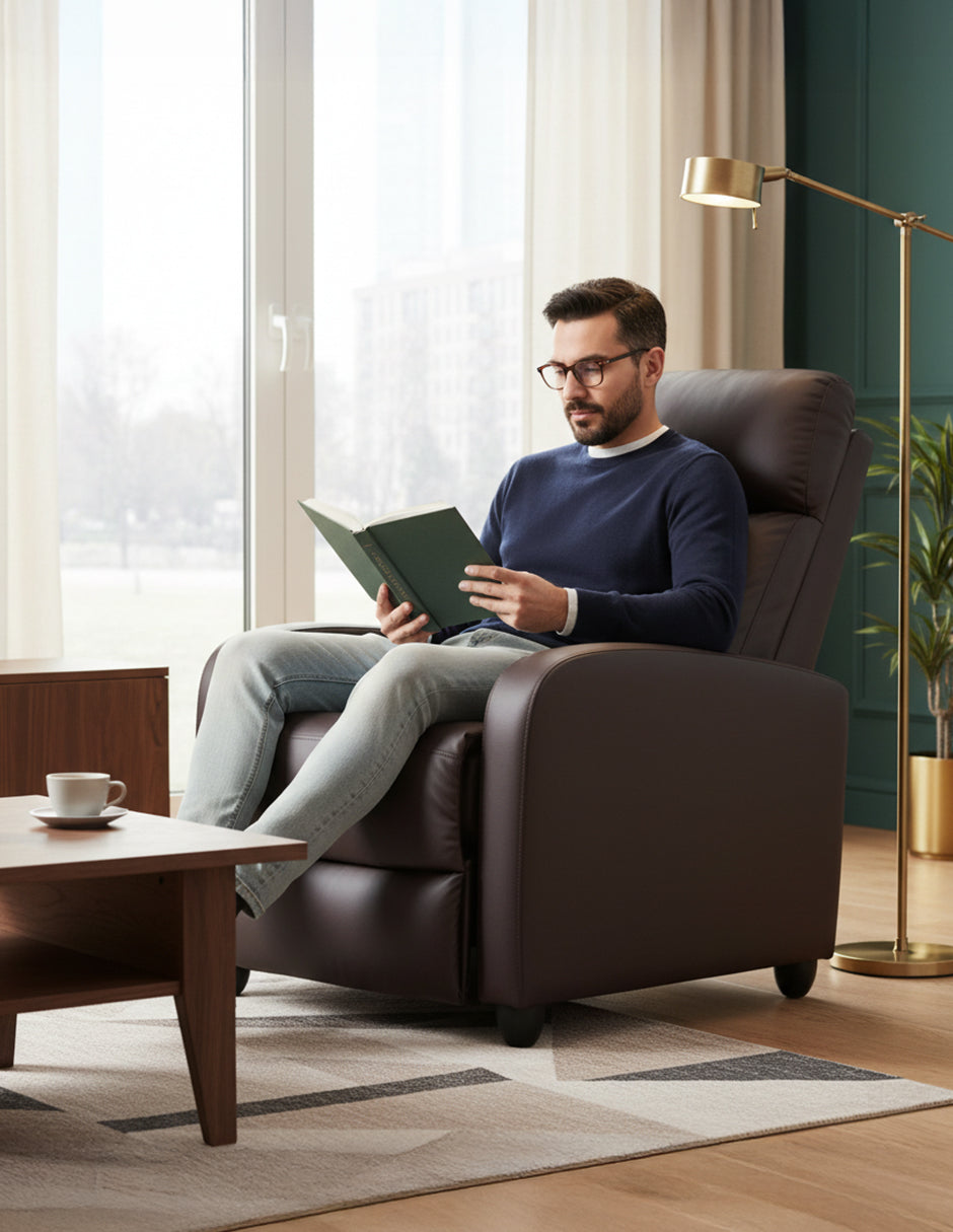 Sillón Reclinable Ergonomico Vinipiel Torino Marrón Oscuro 130 kg Café