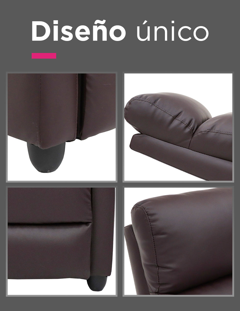 Sillón Reclinable Ergonomico Vinipiel Torino Marrón Oscuro 130 kg Café
