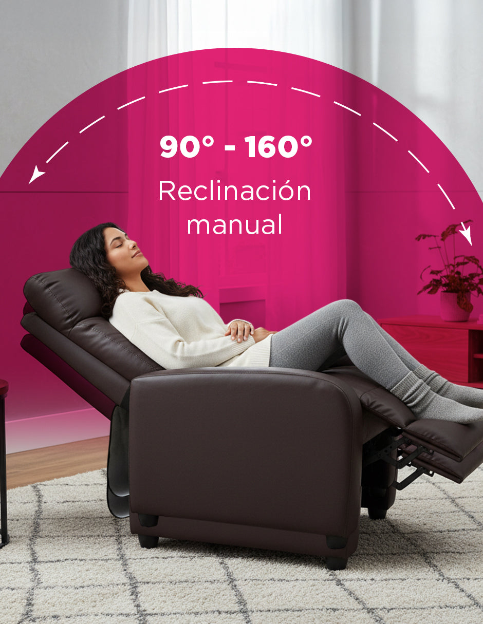 Sillón Reclinable Ergonomico Vinipiel Torino Marrón Oscuro 130 kg Café