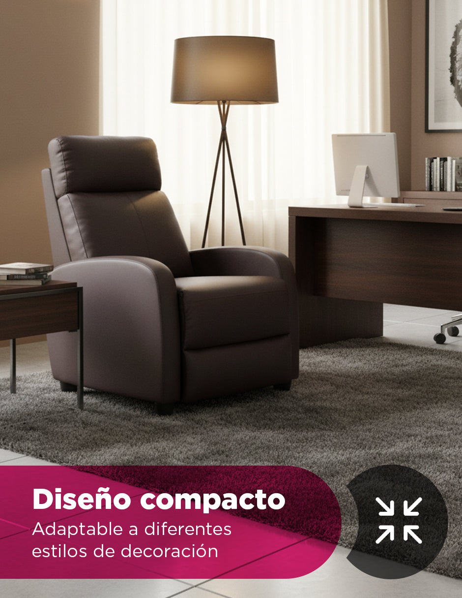 Sillón Reclinable Ergonomico Vinipiel Torino Marrón Oscuro 130 kg Café