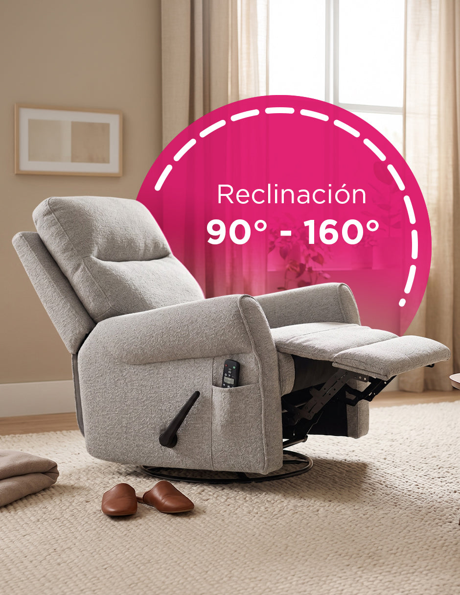 Sillón Reclinable Giratorio Basculante Versalles Gris Claro