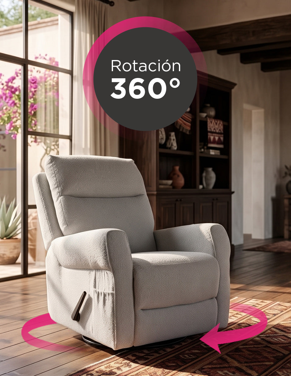 Sillón Reclinable Giratorio Basculante Versalles Gris Claro