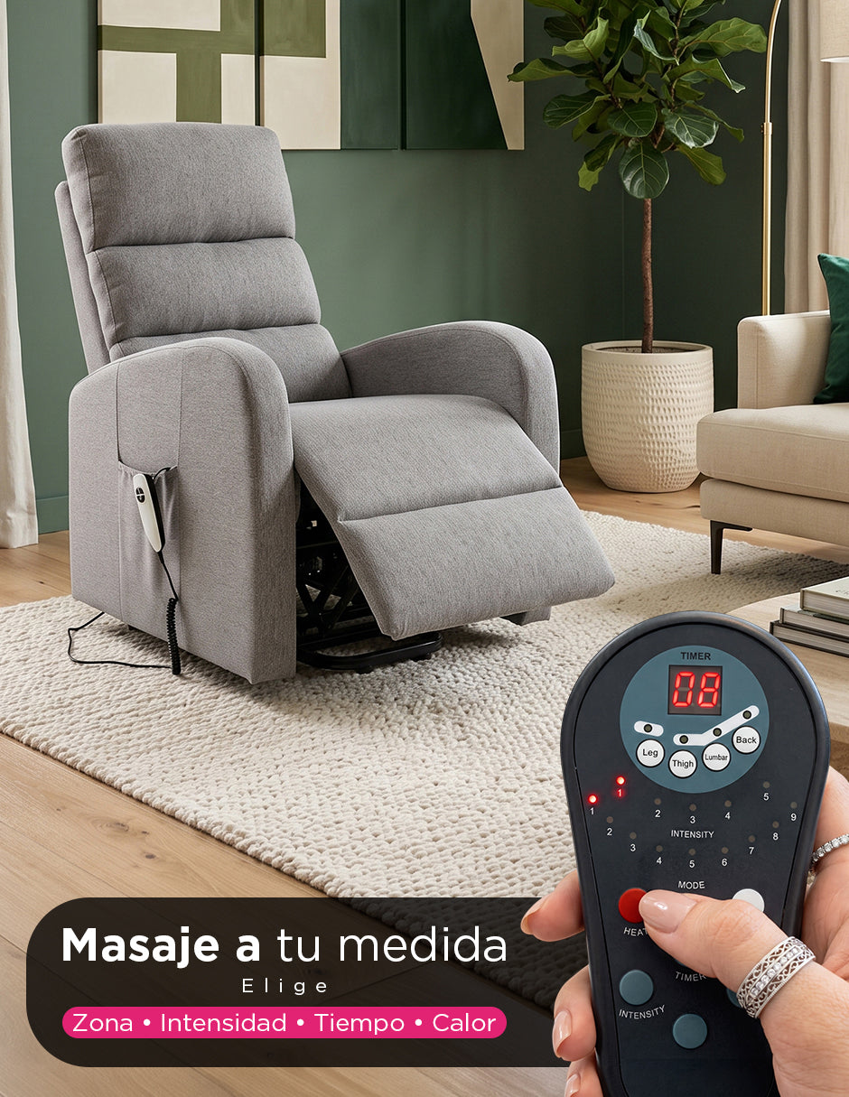 Sillón Reposet Eléctrico Brave Gris con Sistema de Masaje y Cero Gravedad