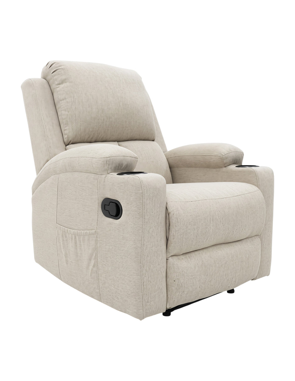 Sillón Reposet Reclinable Manual Toscano Beige Tapizado en Tela de Poliéster