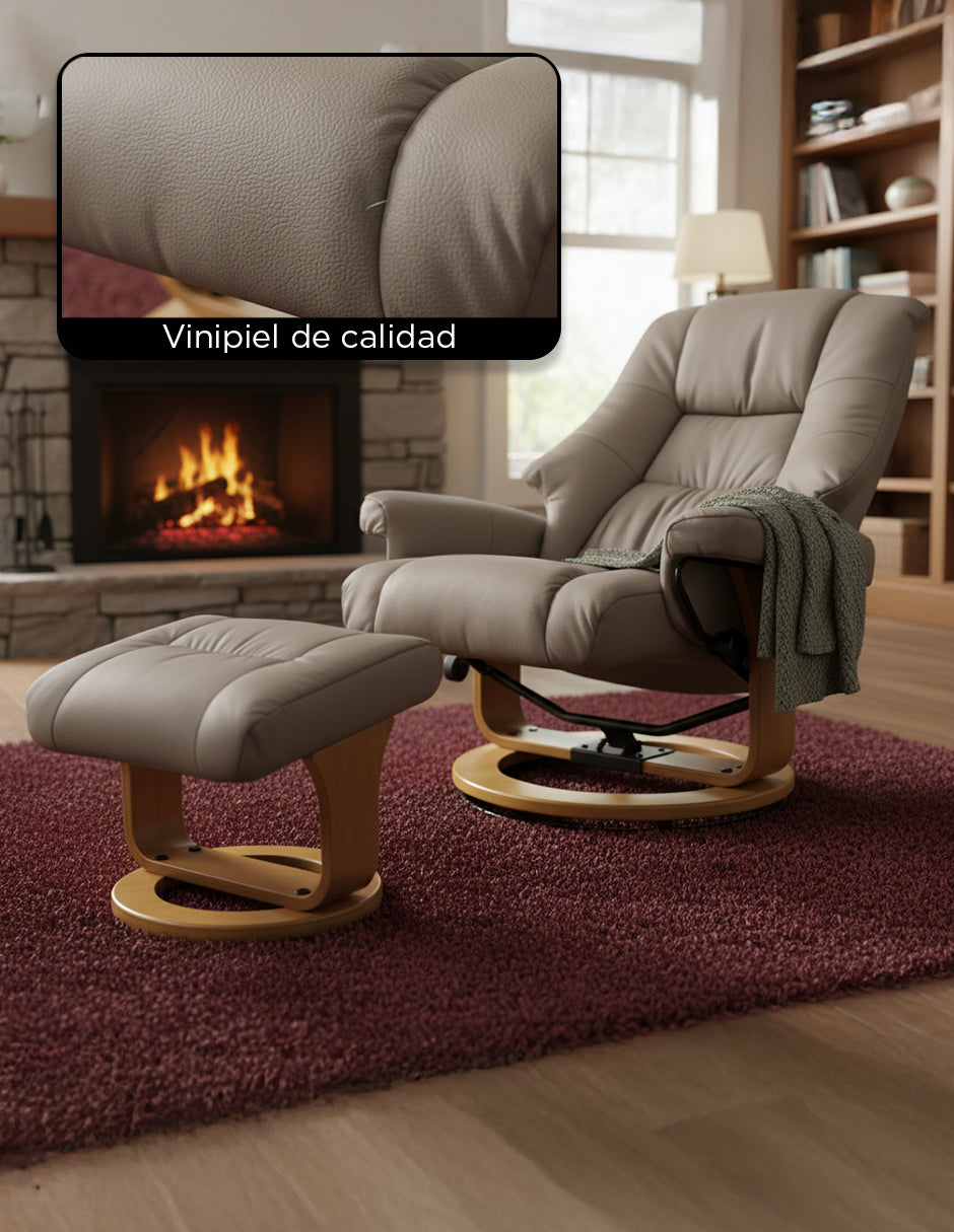 Sillón Reposet con Taburete Paris Beige