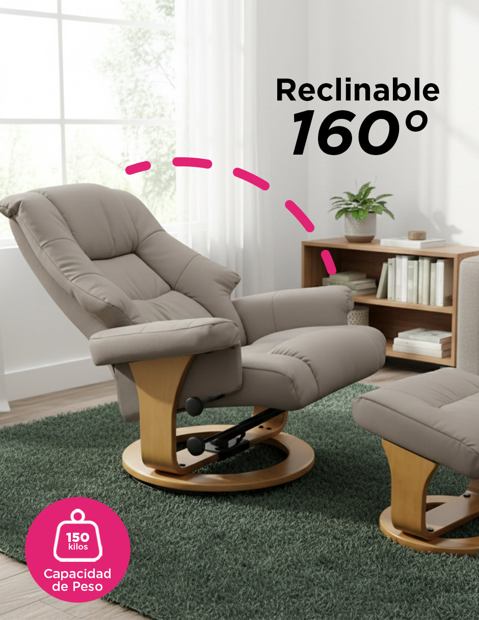 Sillón Reposet con Taburete Paris Beige