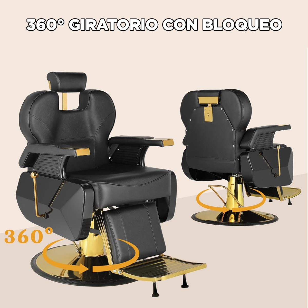 Sillón barbería Roma Dorado