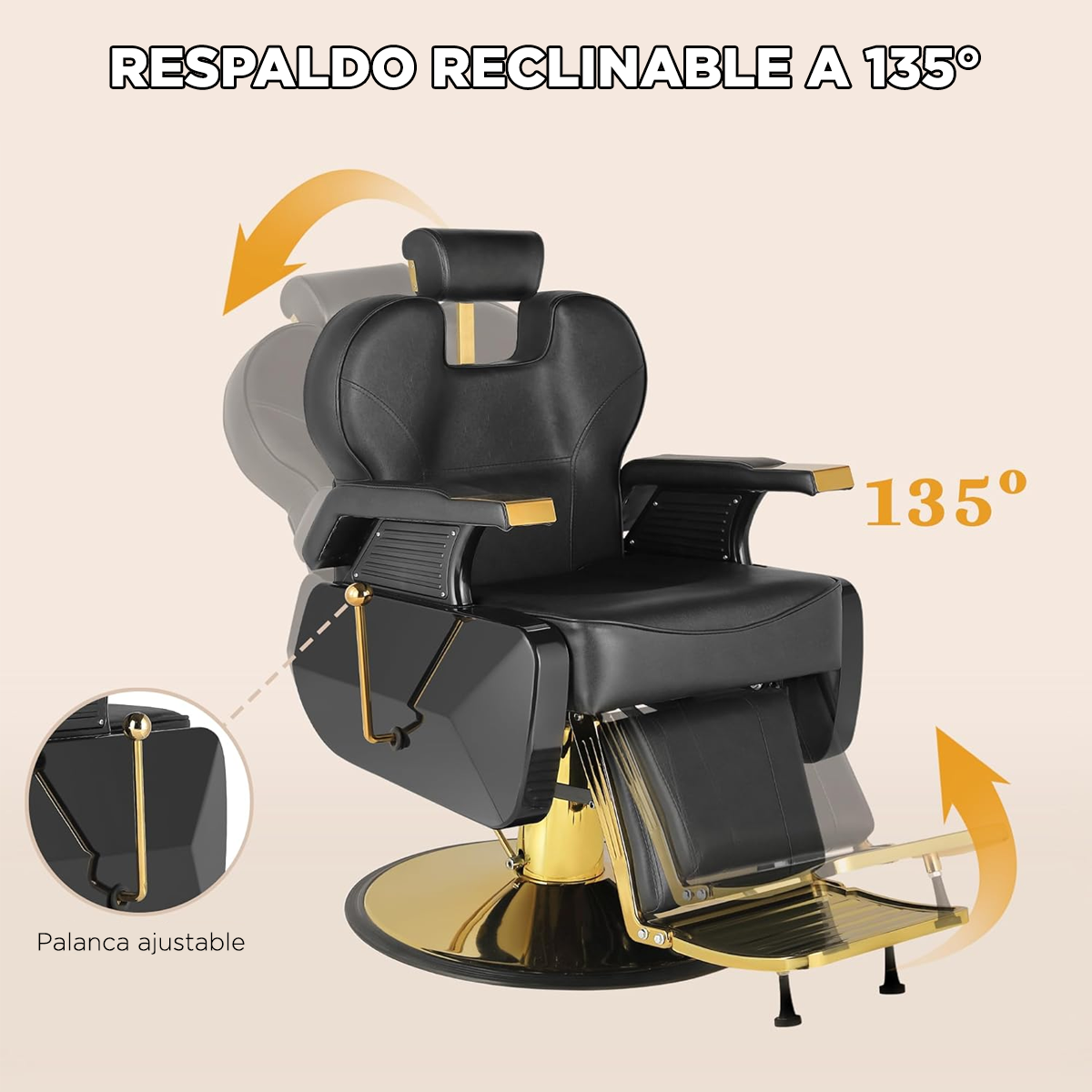 Sillón barbería Roma Dorado