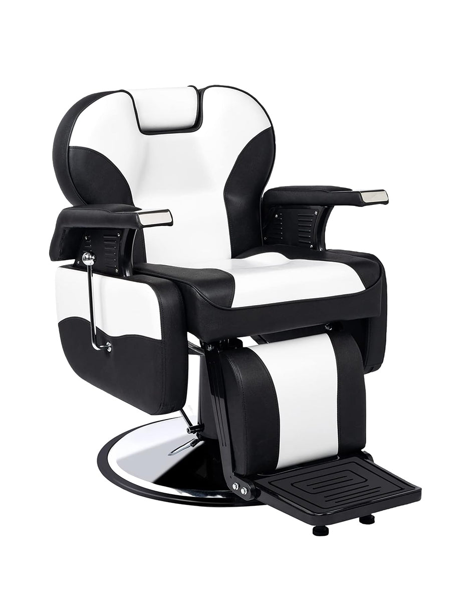 Sillón de Barbería Roma Bicolor Blanco con Negro