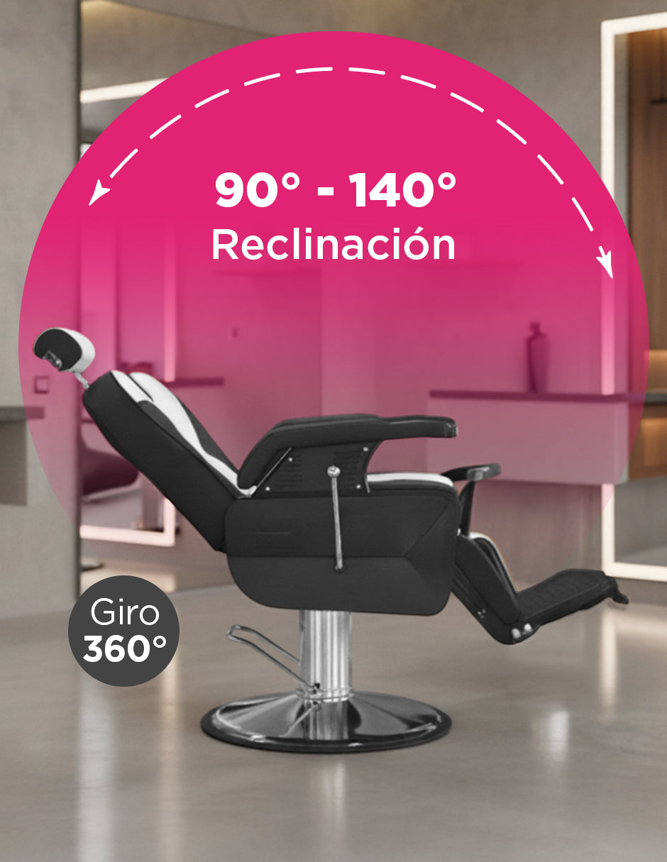 Sillón de Barbería Roma Bicolor Blanco con Negro