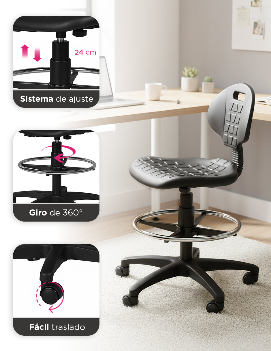 Silla De Oficina Cajero  Recepción Merak Negro