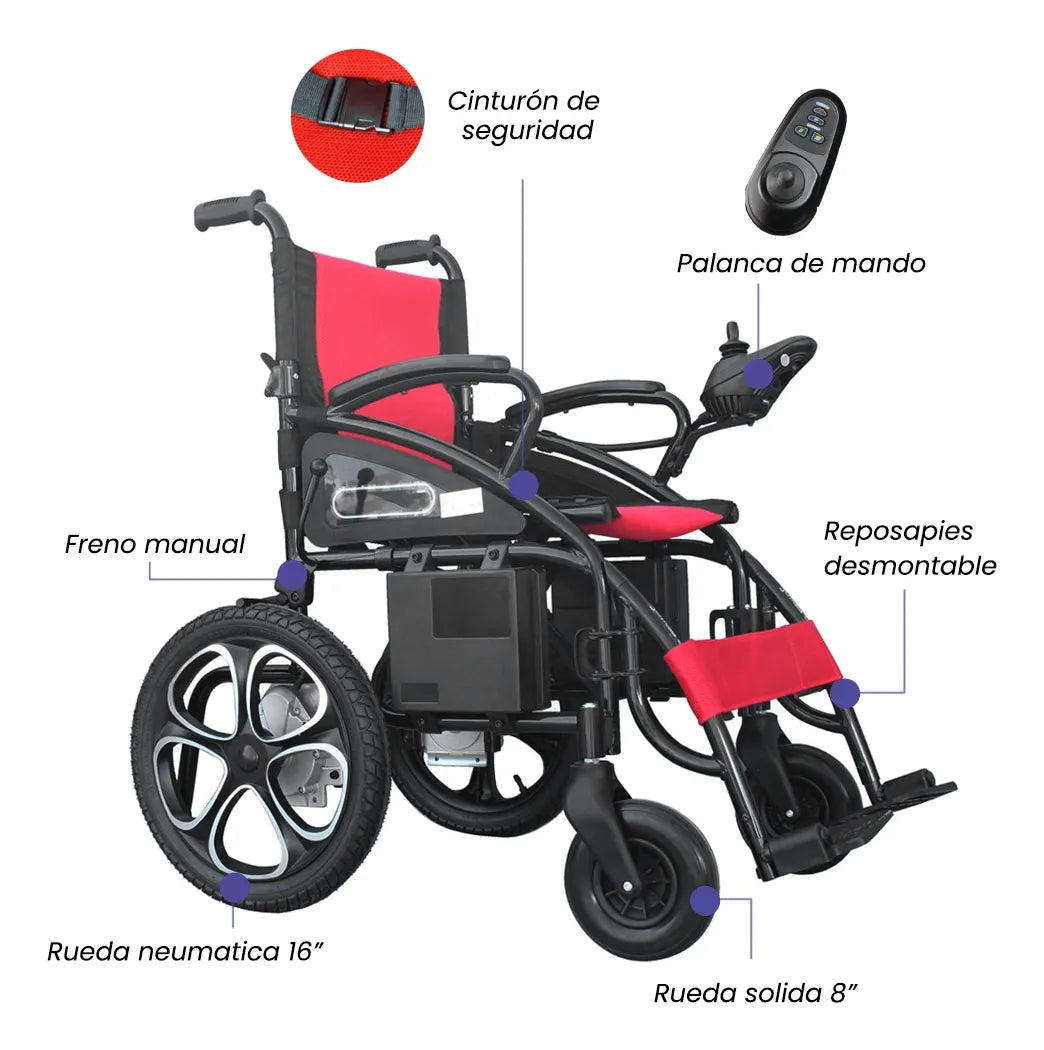 Silla De Ruedas Eléctrica Todo Terreno Vanlig Color Rojo/Negro