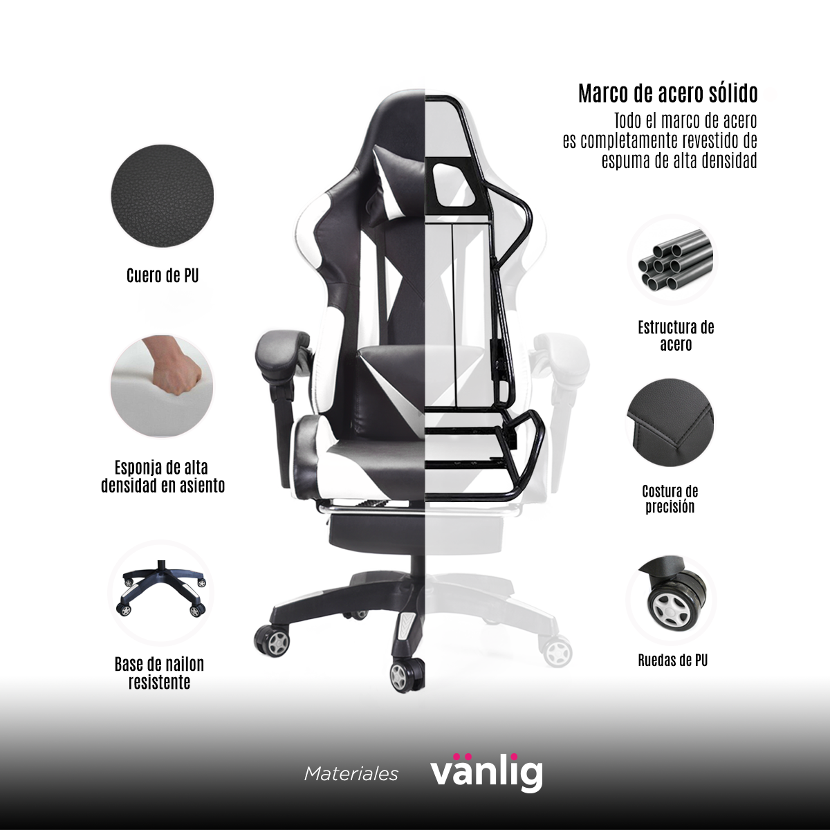 Silla Gamer Mercury Blanco