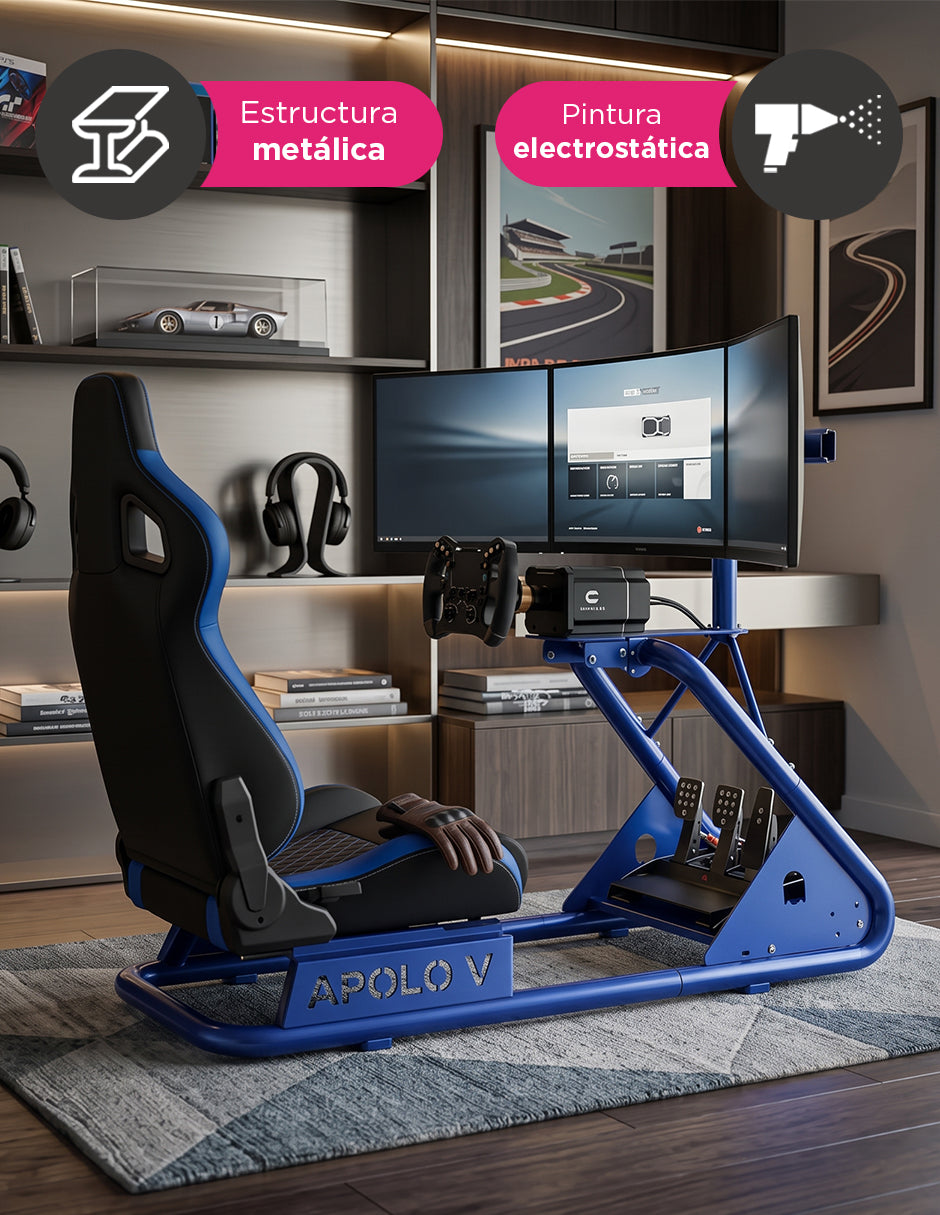 Simulador Gamer Carreras Asiento Racing Reclinable Apolo Azul Vanlig