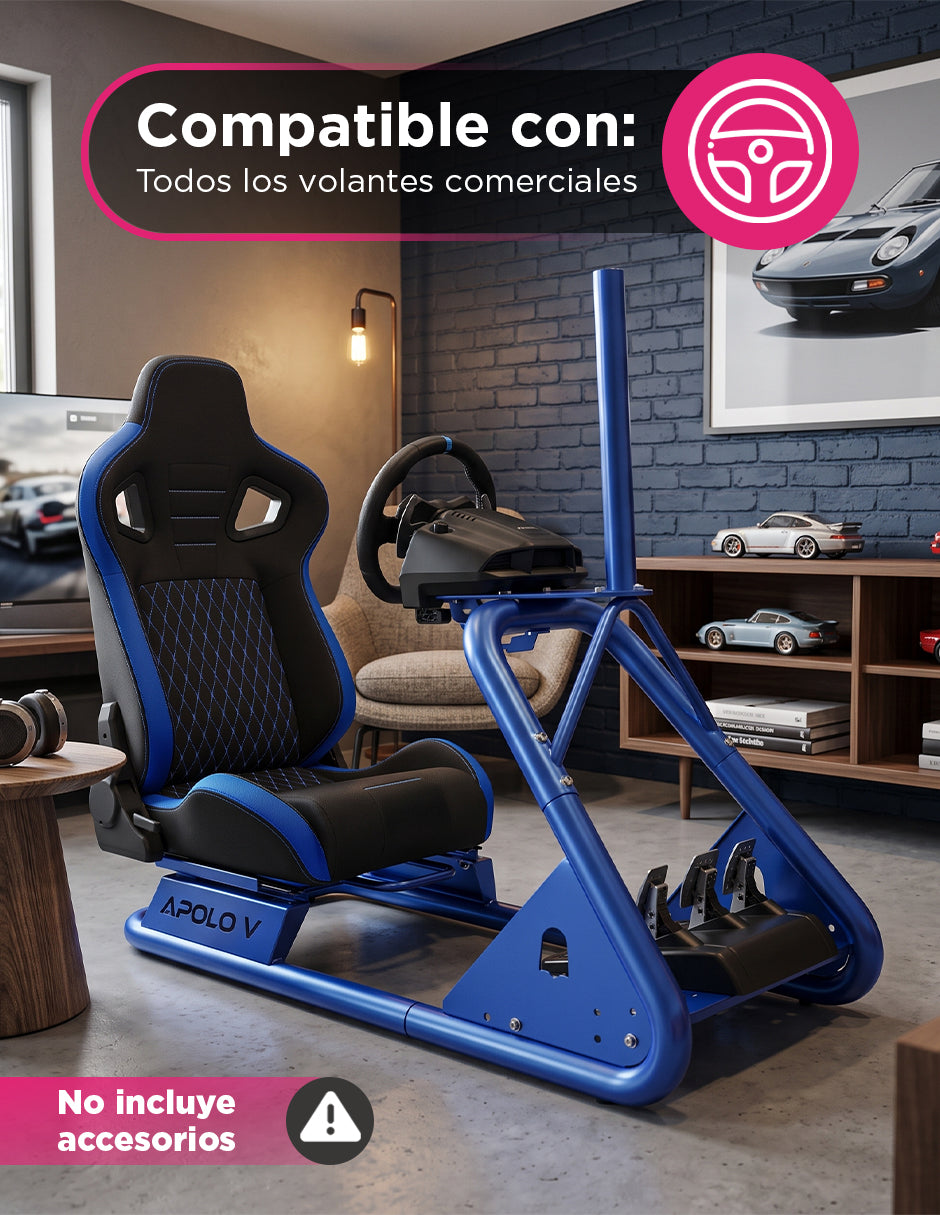 Simulador Gamer Carreras Asiento Racing Reclinable Apolo Azul Vanlig