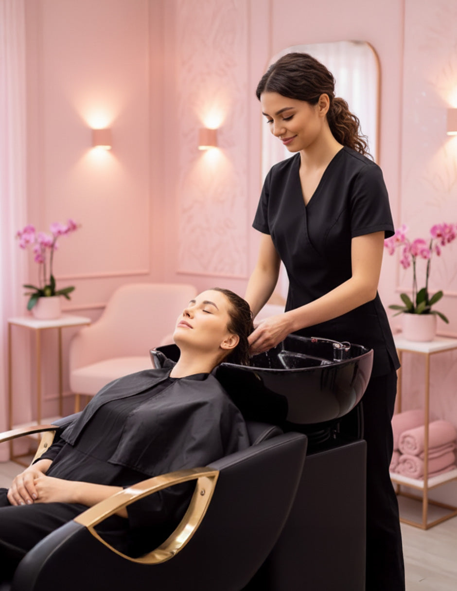 Silla Lavacabezas Saloni Negro-Dorado