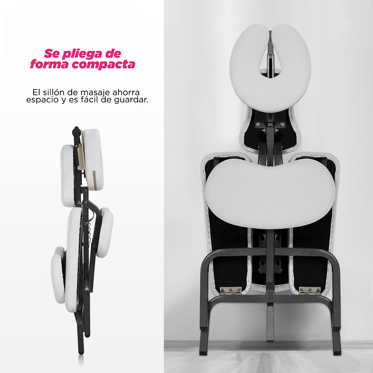 Silla de Masaje Plegable Portátil Shiatsu Blanco Soporta 150kg con Bolsa de Transporte