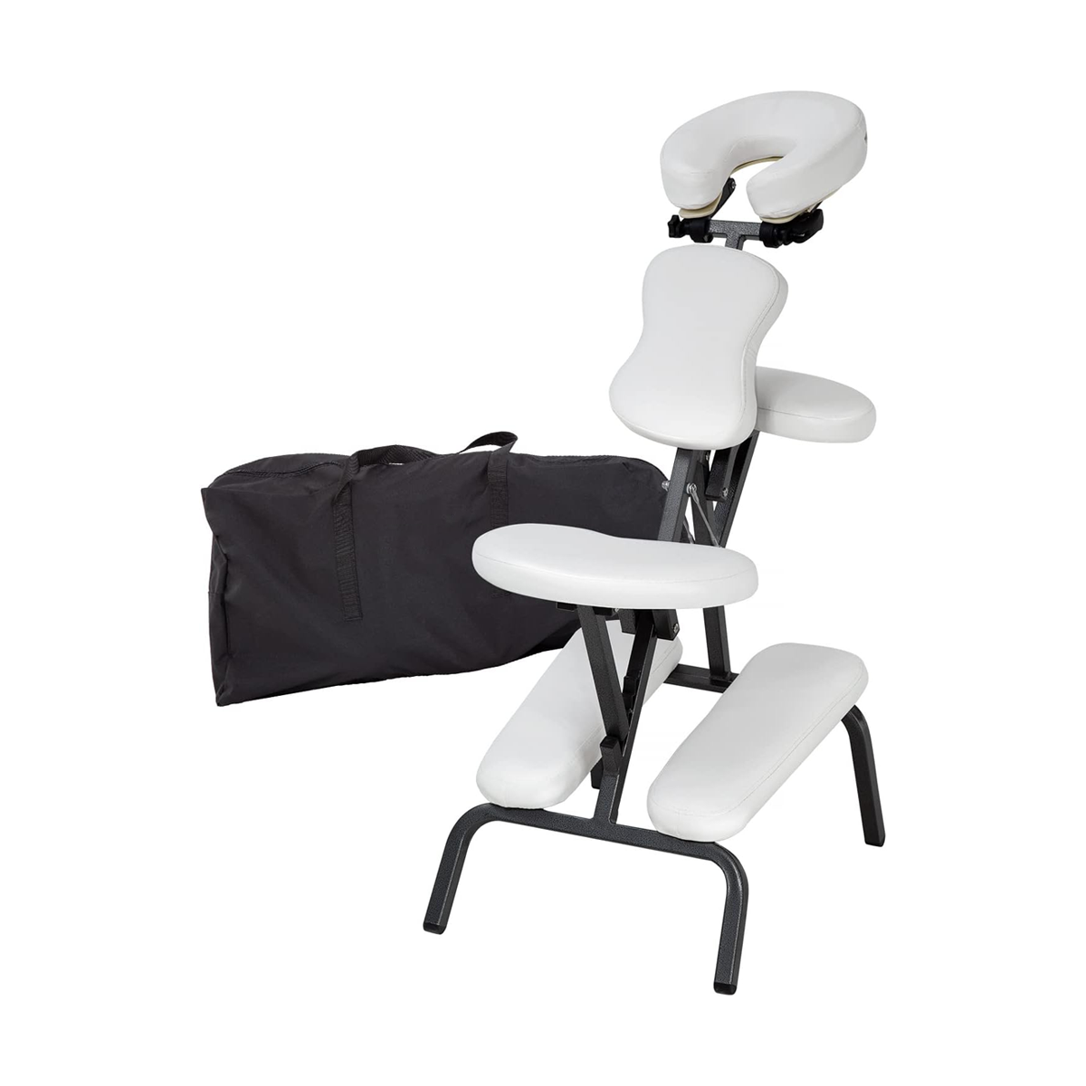 Silla de Masaje Plegable Portátil Shiatsu Blanco Soporta 150kg con Bolsa de Transporte
