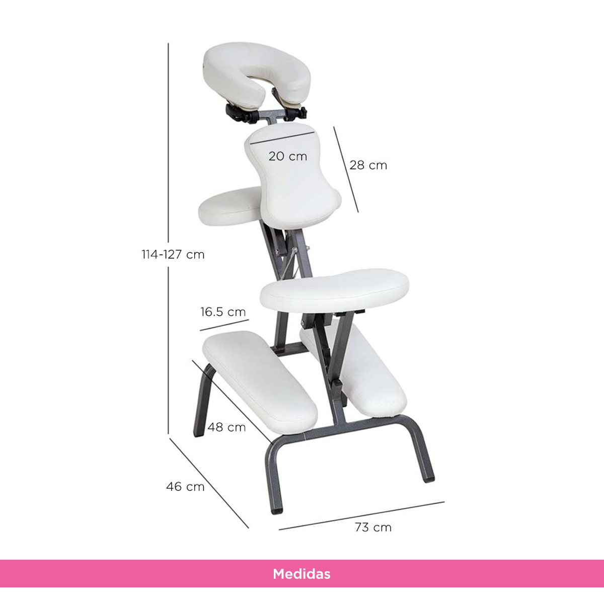 Silla de Masaje Plegable Portátil Shiatsu Blanco Soporta 150kg con Bolsa de Transporte